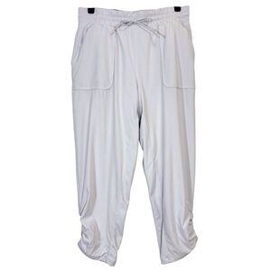 Lululemon Beyond the Studio Lined Crop Pants Womens 10 Vapor White Gray Stretch